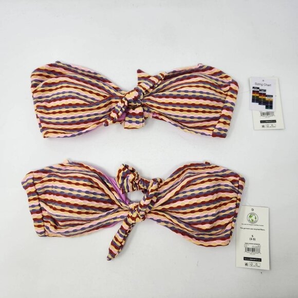 Lot of 2 No Boundaries Bandeau Bikini Top Striped Size Small (3-5) - Picture 1 of 9